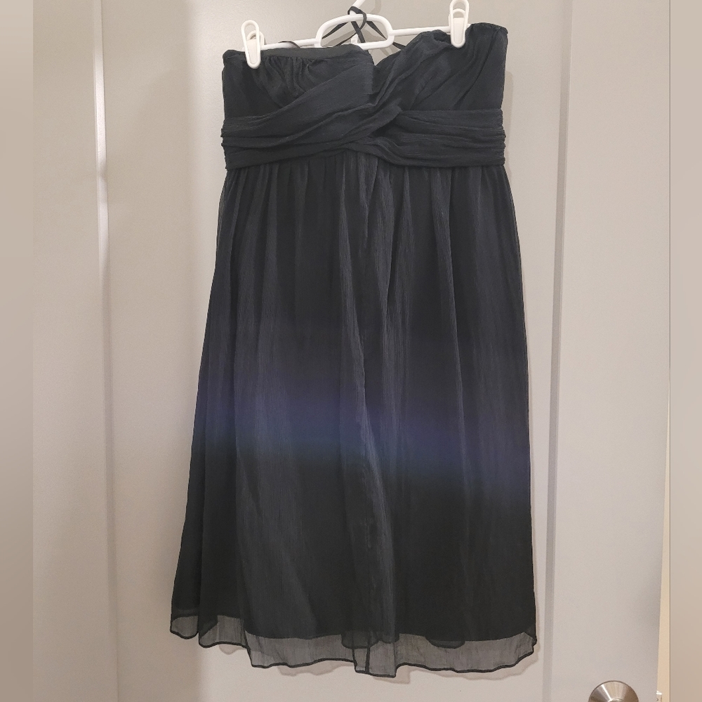 J. Crew Taryn black silk chiffon strapless dress